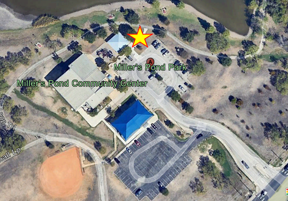 Luftaufnahme von Miller's Pond Park und Gemeindezentrum.